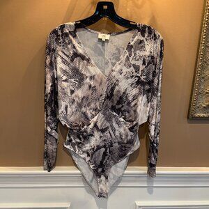 River Island Petite Snake Print Long Sleeve Bodysuit